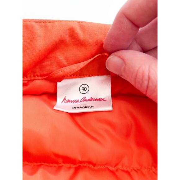 Toddler Boy's Hanna Andersson Orange and Blue Down Puffer Vest Size 90 2T - Picture 2 of 5